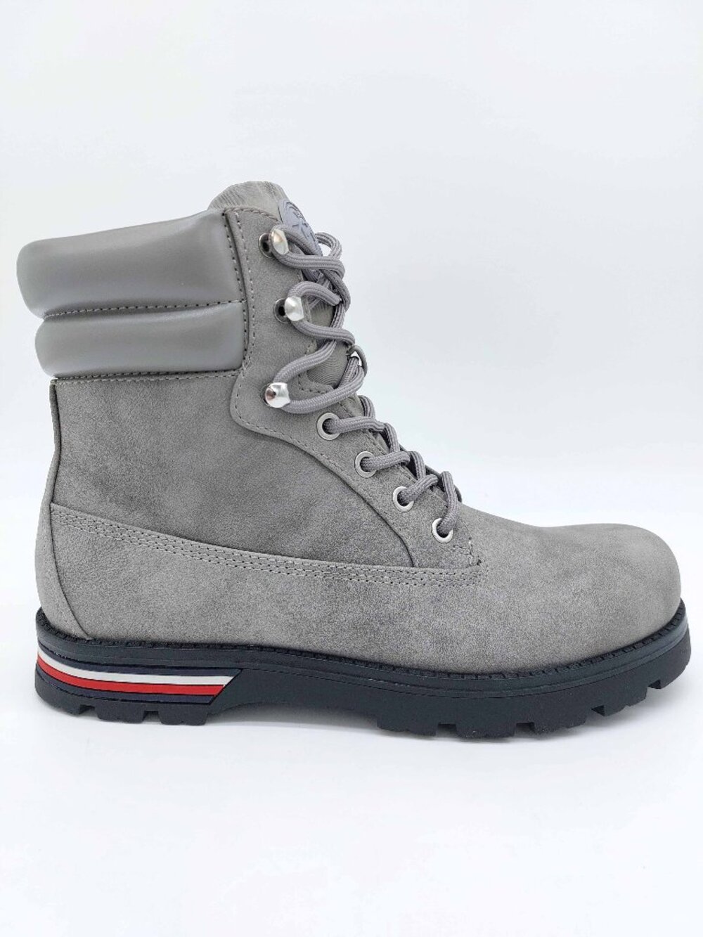 Tommy Hilfiger TW Melise Womens 8M Gray Faux Suede Lace Up Lug Sole Boots
